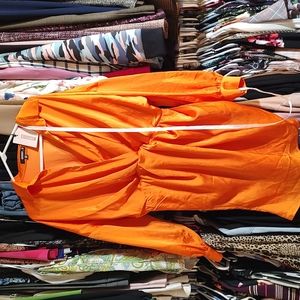 MISGUIDED orange satin dress